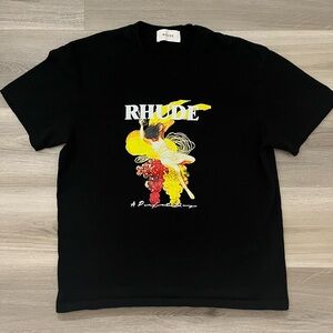 RHUDE BLACK GRAPHIC T-SHIRT